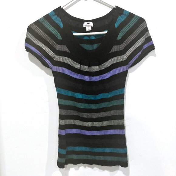 Ribbed Blue Striped Top - Picture 1 of 3